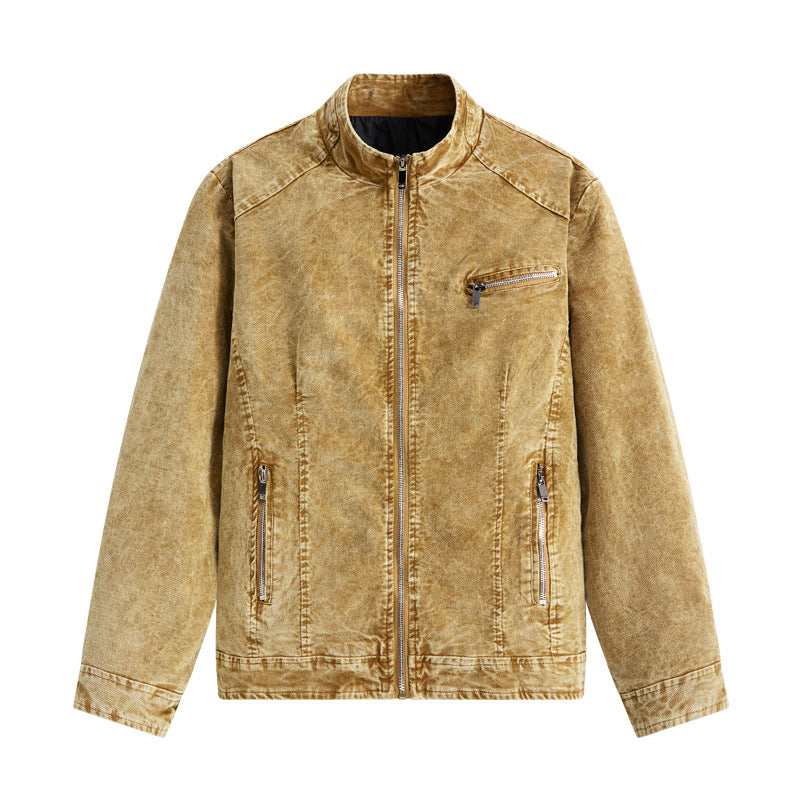 Herren Modische Jeansjacke mit praktischen Reißverschlusstaschen Echoarchiv