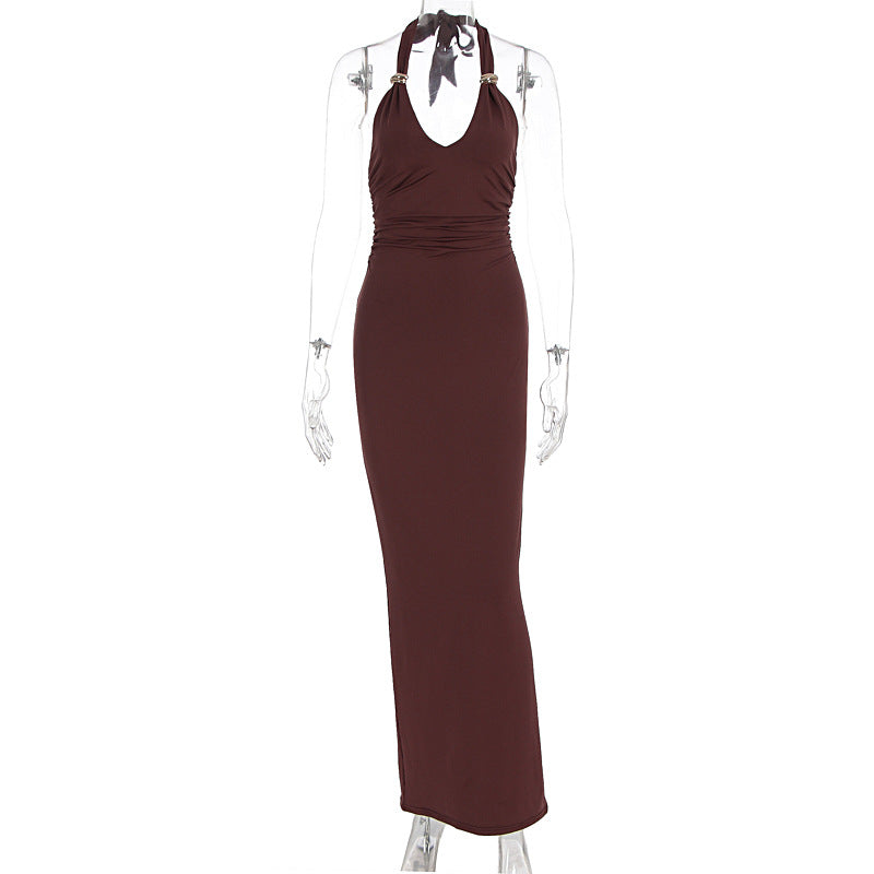 Damen Elegantes Abendkleid mit tiefem V-Ausschnitt und dekorativem Halter Echo Archiv