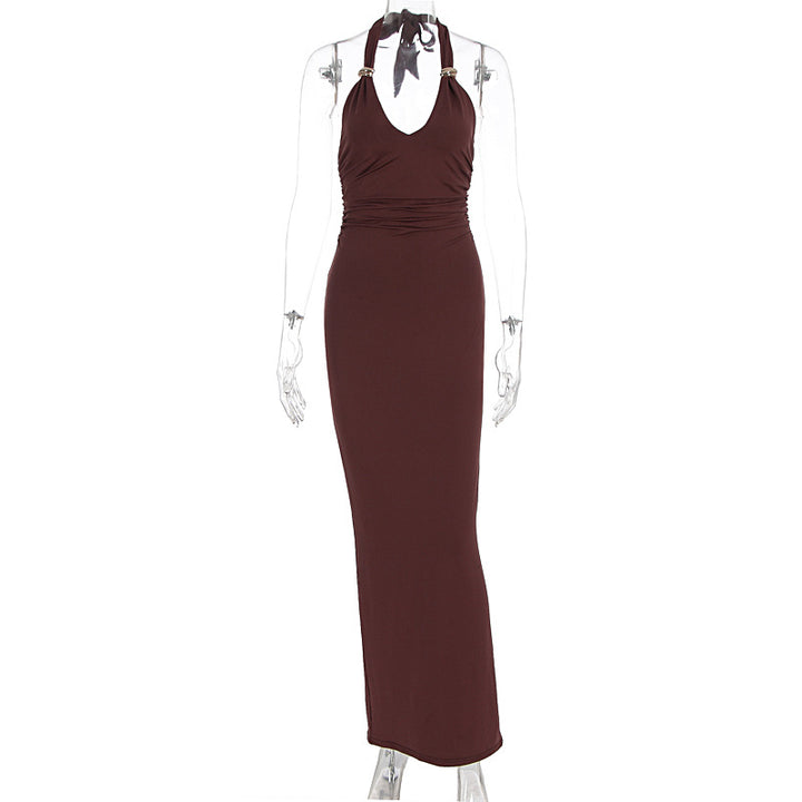 Damen Elegantes Abendkleid mit tiefem V-Ausschnitt und dekorativem Halter Echo Archiv