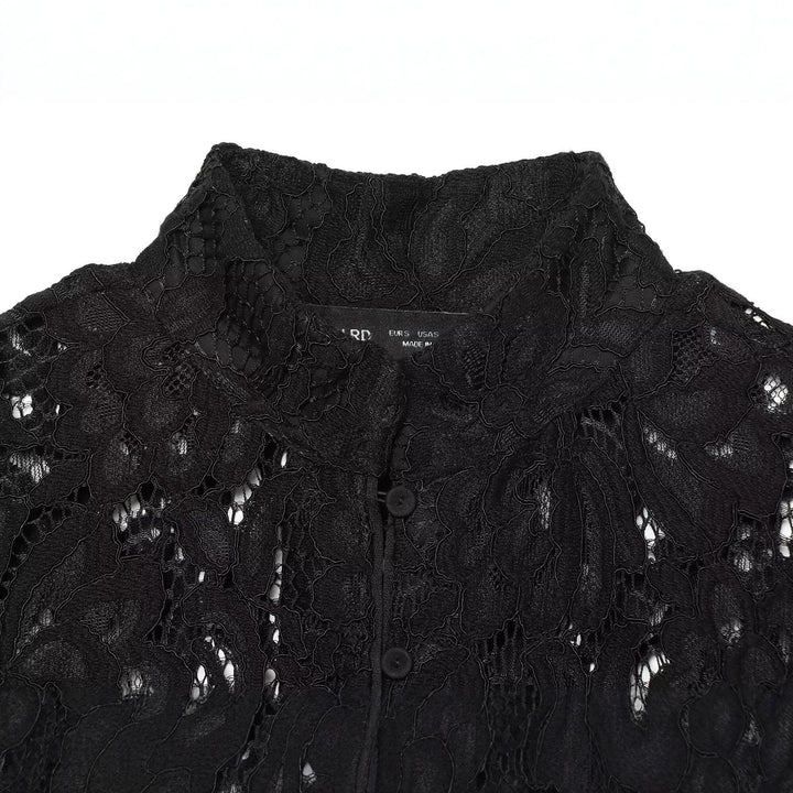 Damen Cropped Spitzenjacke mit floralem Allover-Spitzendesign und Stehkragen Echoarchiv