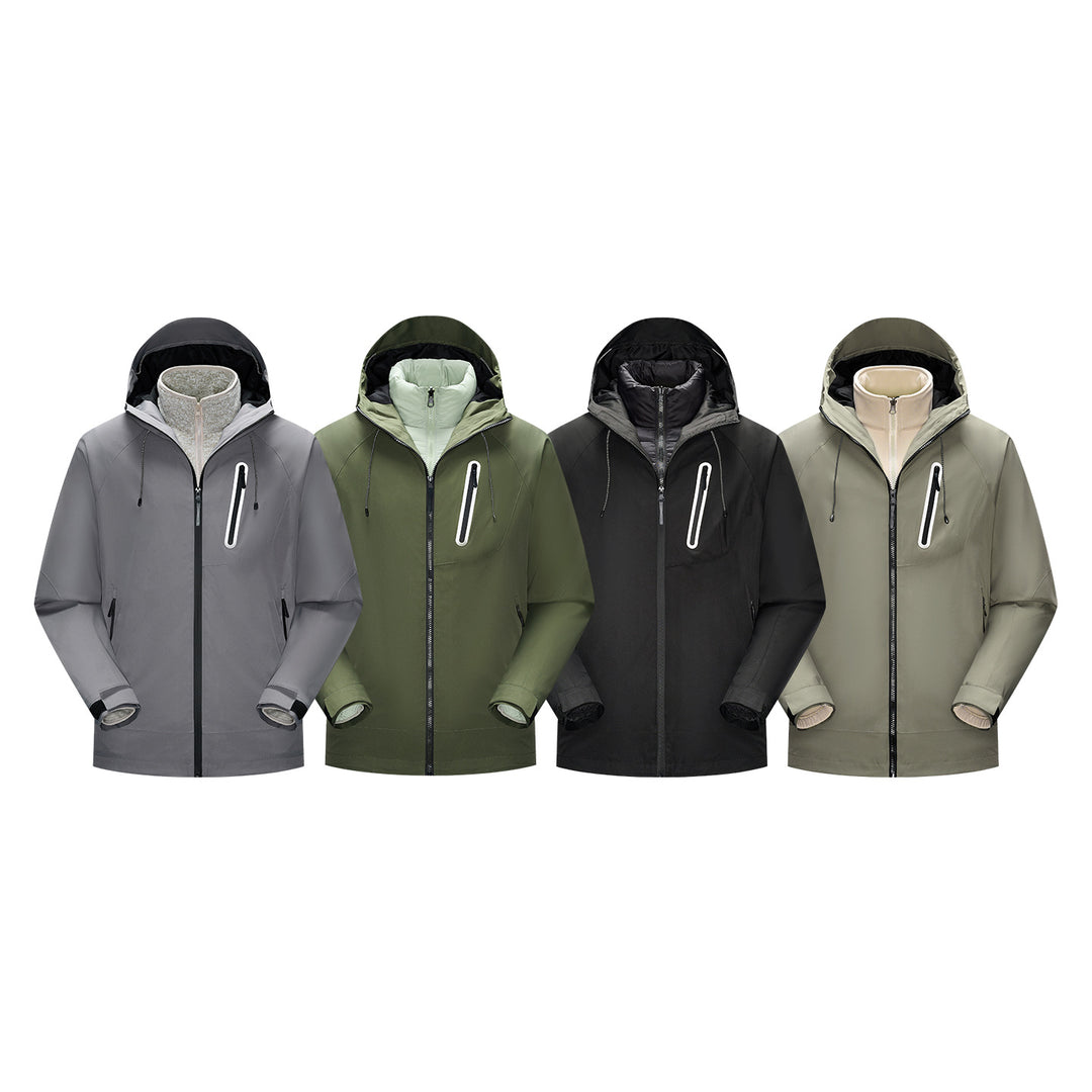 Herren Wasserdichte Softshell-Regenjacke mit verstellbarer Kapuze und Brustreißverschluss Echo Archiv