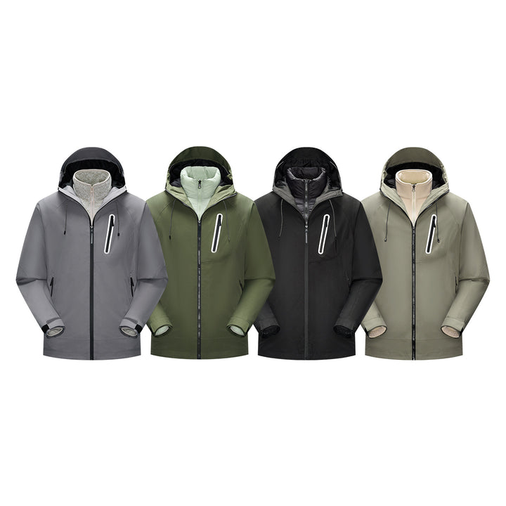 Herren Wasserdichte Softshell-Regenjacke mit verstellbarer Kapuze und Brustreißverschluss Echo Archiv