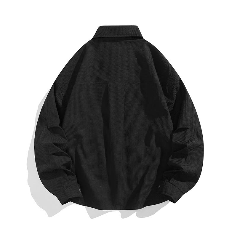 Herren Leichte Oversize-Hemdjacke mit Druckknopfleiste, Strukturstoff & Pattentaschen Echoarchiv