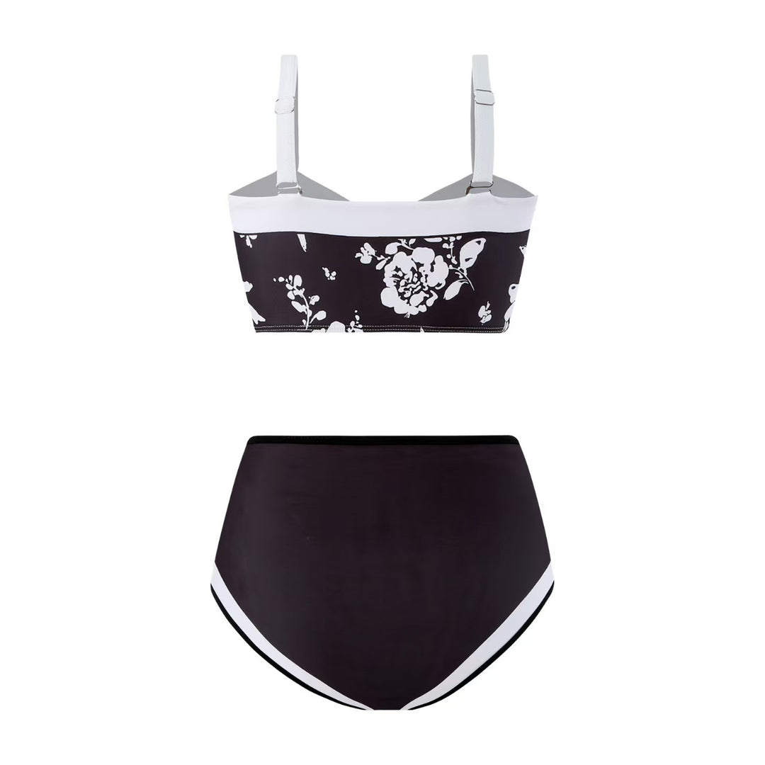 Damen Hochtailliertes Bikini-Set mit floralem Muster und verstellbaren Trägern Echo Archiv