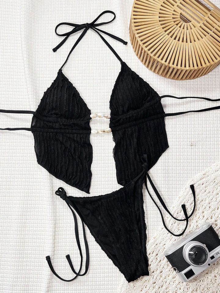 Damen Bikini-Set mit modischem Rüschendesign und verstellbaren Bindebändern Echo Archiv
