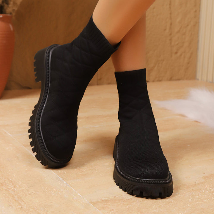 Damen Modische und bequeme gestrickte Stiefel Echo Archiv