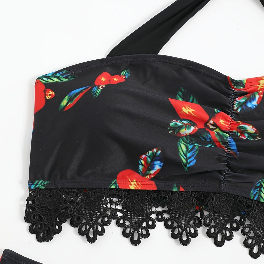 Damen Zweiteiliges Badeanzug-Set mit floralem Design Echo Archiv