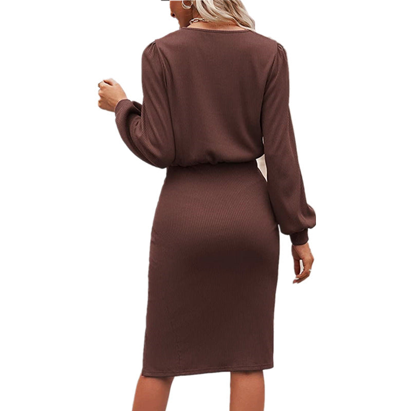 Damen Midikleid mit tailliertem Wickeleffekt, Langarm und hohem Beinschlitz Echo Archiv