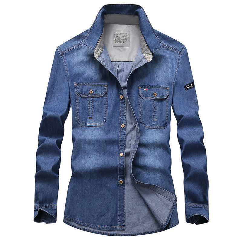 Herren Modisches Denim-Hemd mit Utility-Taschen Echo Archiv