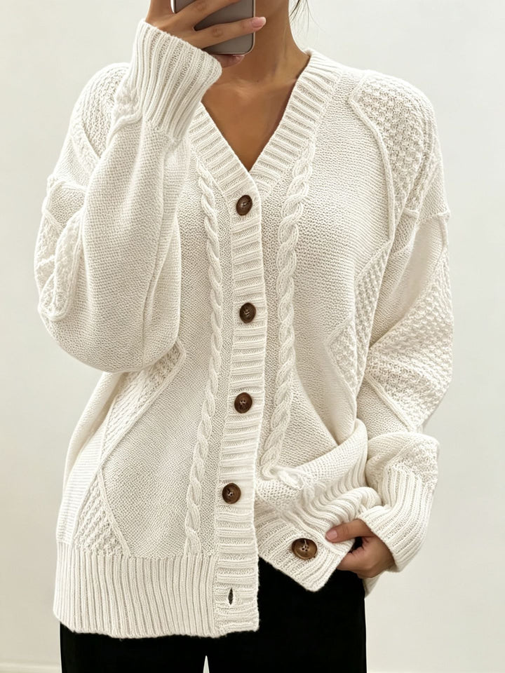 Damen Oversize Strickcardigan mit Zopf- und Strukturdetails – Veloura