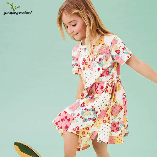 Mädchen Kurzarm Kleid mit fröhlichem Patchwork-Design Echo Archiv