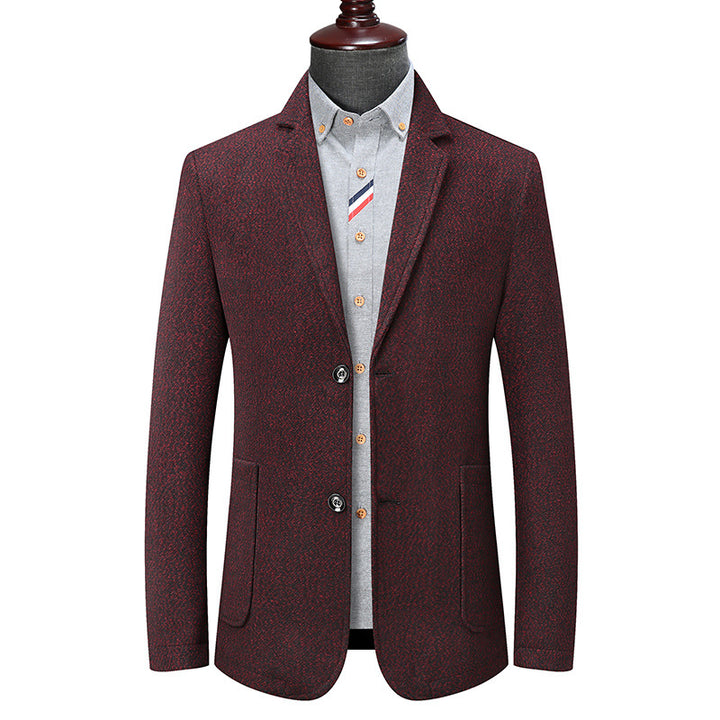 Herren Slim-Fit strukturierter Wollmix-Blazer mit Schalkragenoptik und aufgesetzten Eingrifftaschen Echoarchiv