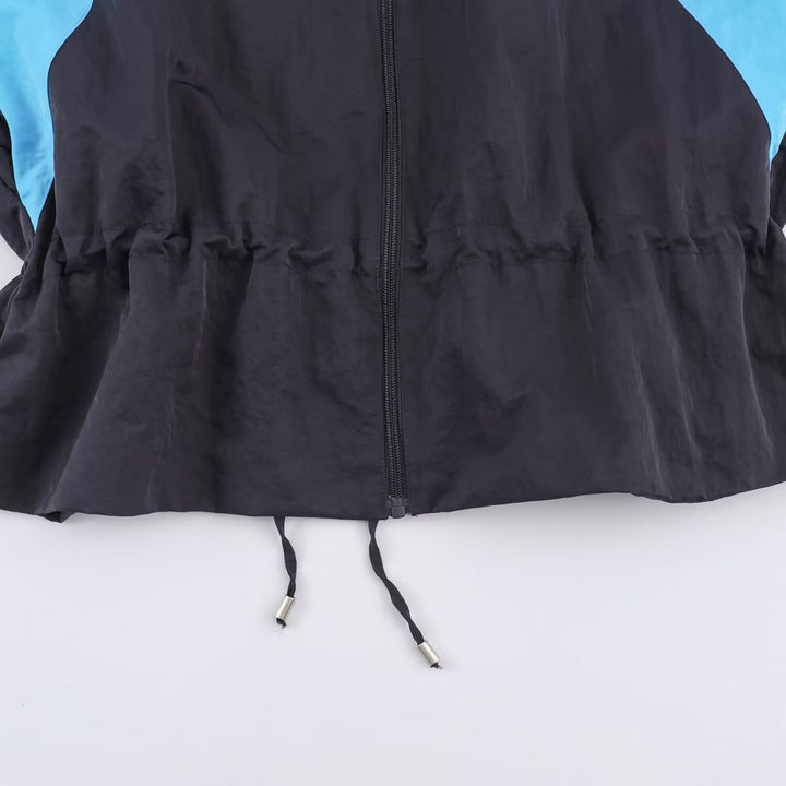 Damen Retro-Colorblock Windbreaker mit Tunnelzug und Stehkragen Echoarchiv