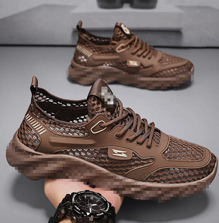Herren Atmungsaktiver Mesh-Freizeitsneaker mit strukturierter Wellen-Plateausohle Echoarhiv