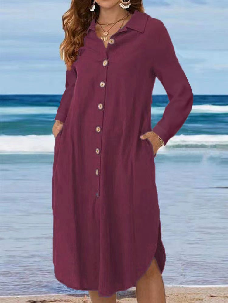 Damen Hemdblusenkleid mit Knopfdetail und schwingendem Saum Echo Archiv