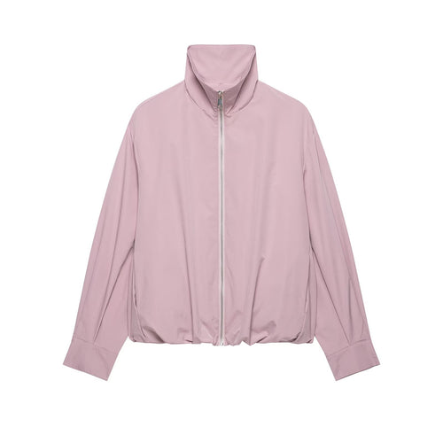 Damen Cropped-Boxy-Übergangsjacke mit hohem Funnelkragen und elastischem Saum Echoarchiv