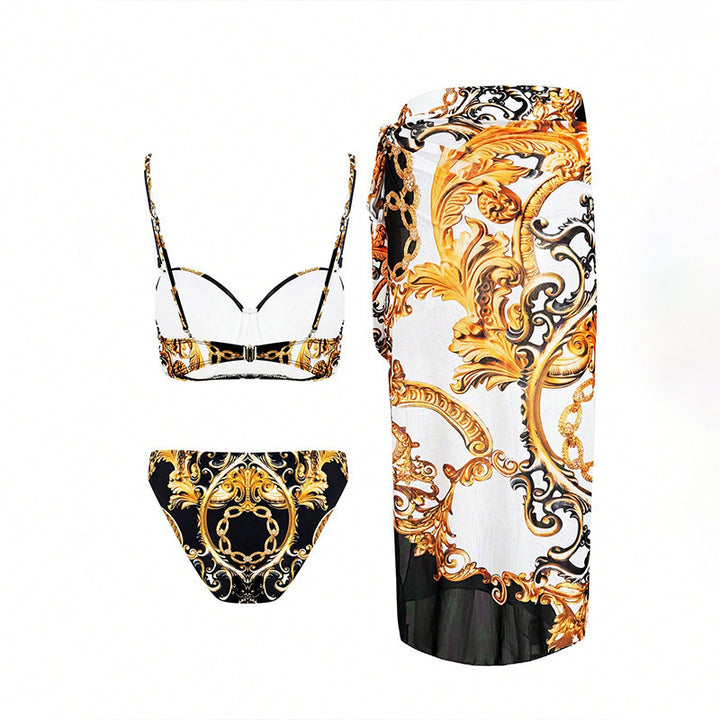 Damen Bikiniset mit elegantes Design und hoch geschnittenem Wickelrock Echo Archiv