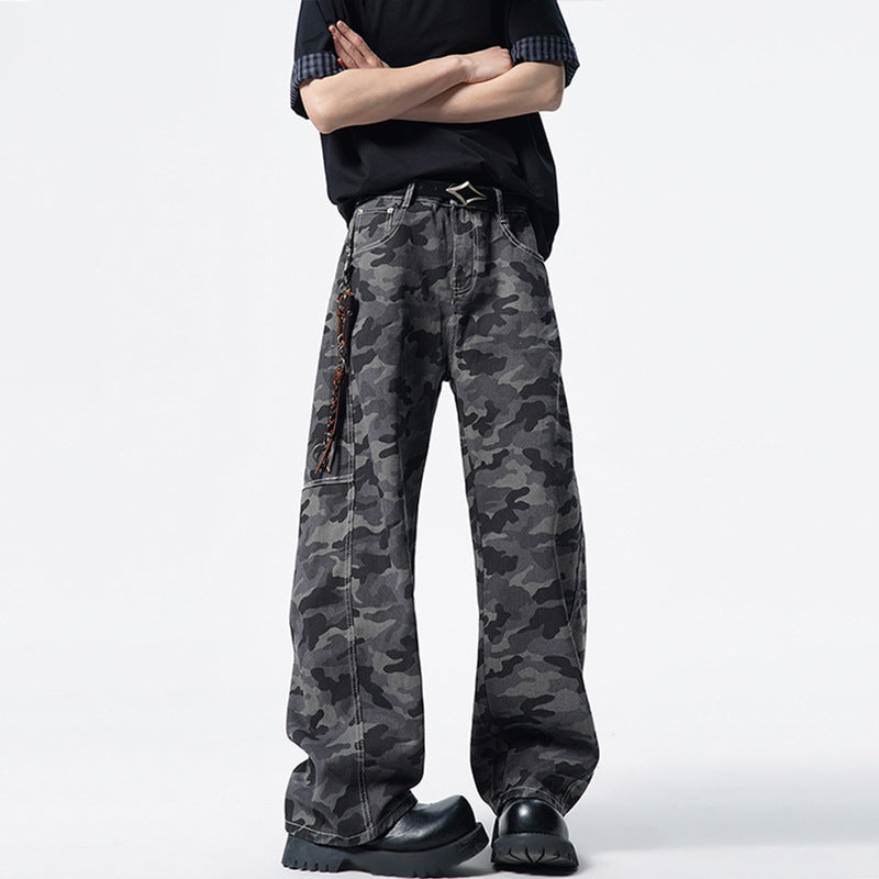 Herren Relaxed-Fit Camouflage-Denimhose mit extra weitem Bein Echo Archiv