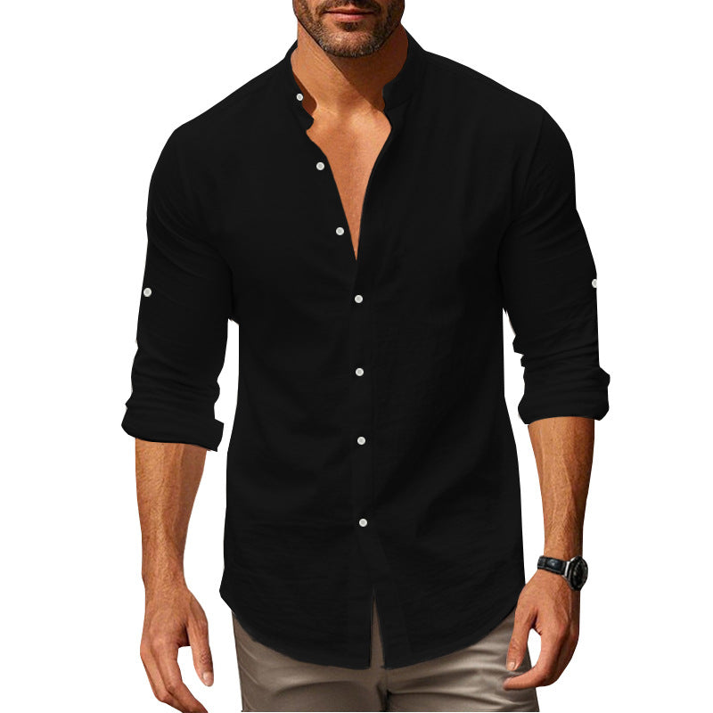Herren modisches Langarm-Henley-Shirt mit Knopfdetails Echoarchiv