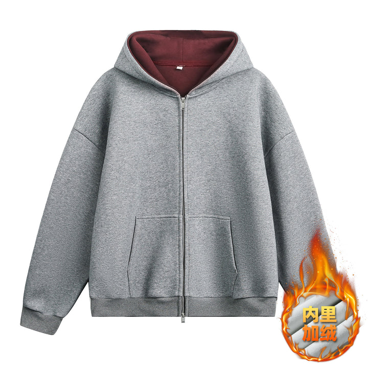 Unisex Oversize-Kapuzenjacke mit kontrastiertem Innenfutter und tiefer Kängurutasche Echo Archiv
