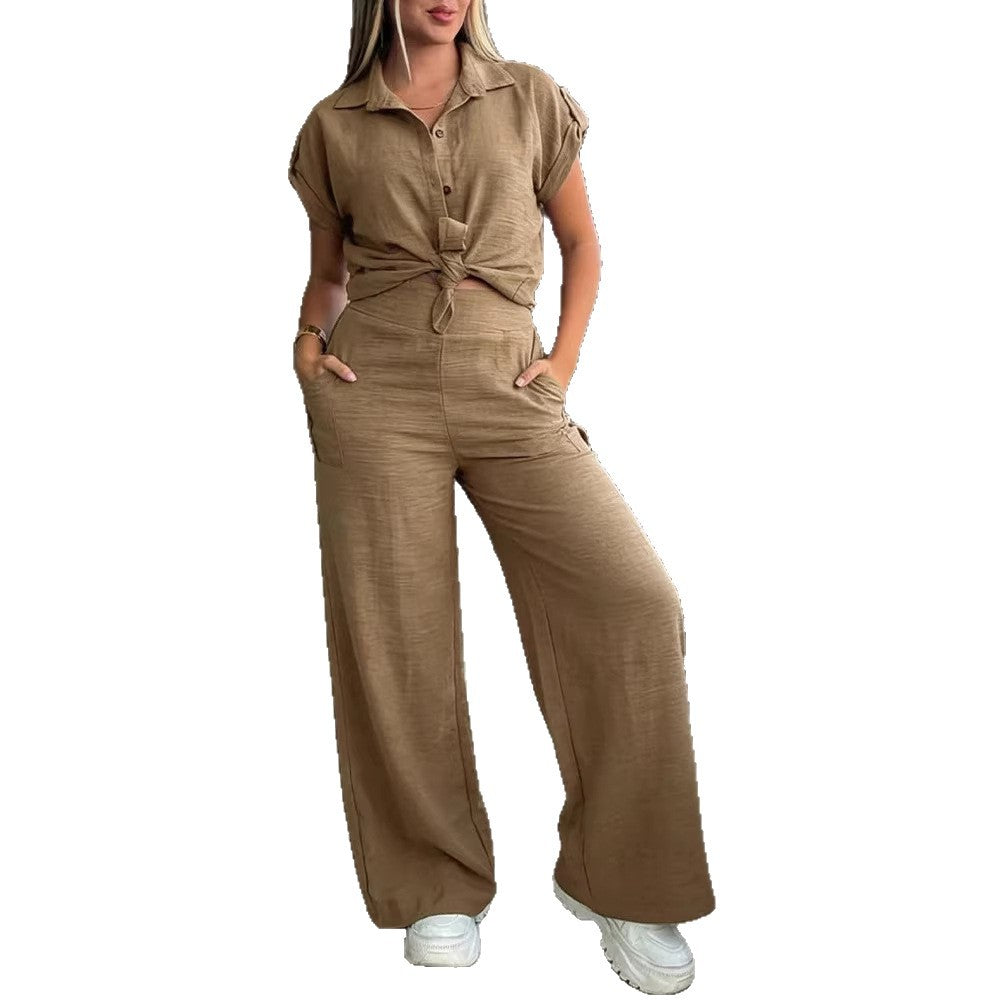 Damen lässiger Jumpsuit mit hochgeschlossenem Kragen und praktischen Seitentaschen Echo Archiv