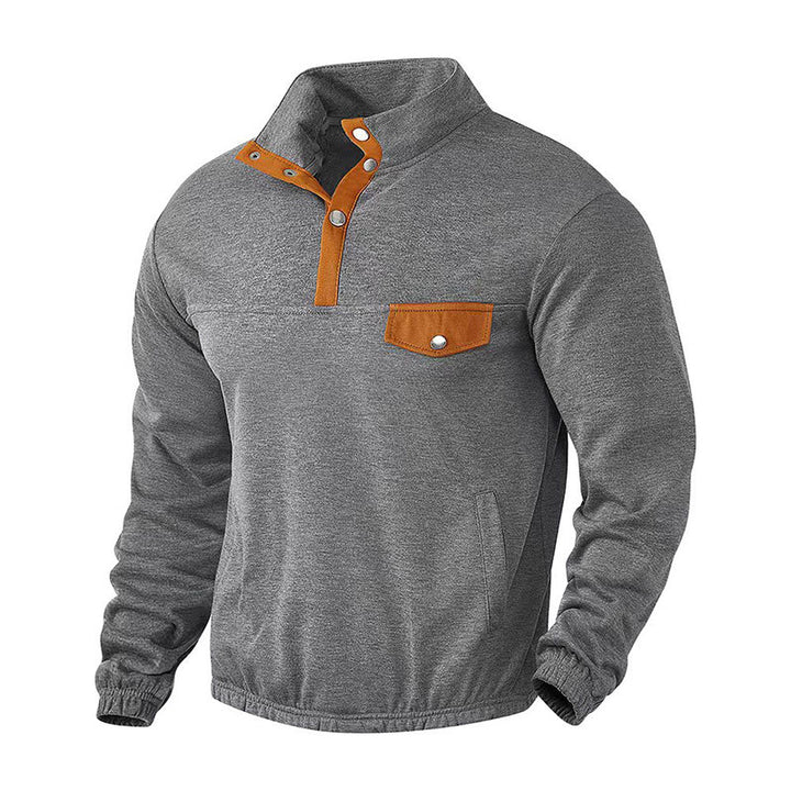 Herren modisches Sweatshirt mit Kragen und Lederdetails Echoarchiv