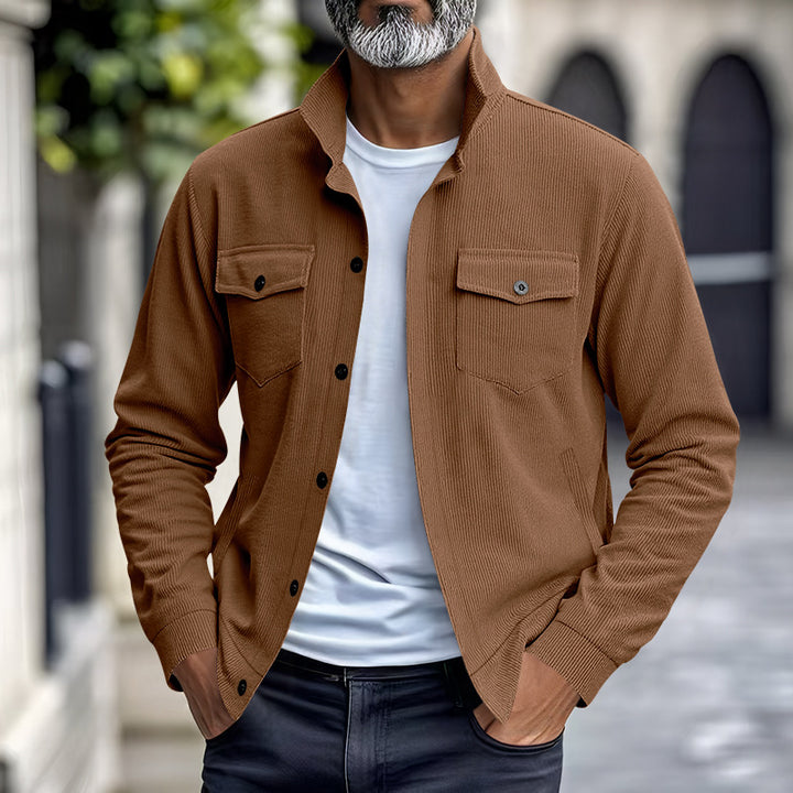 Herren lässige Oberhemdjacke mit funktionalen Taschen und strukturiertem Design Echoarchiv