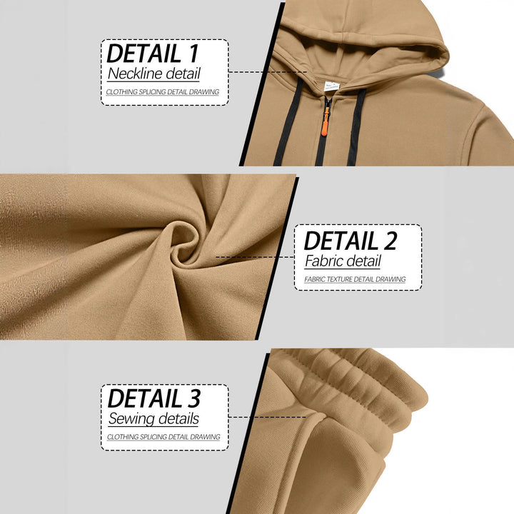 Herren nan lässiger Halbzip Hoodie mit Kängurutasche und Cargo Jogginghose mit Reißverschlussdetails Echo Archiv