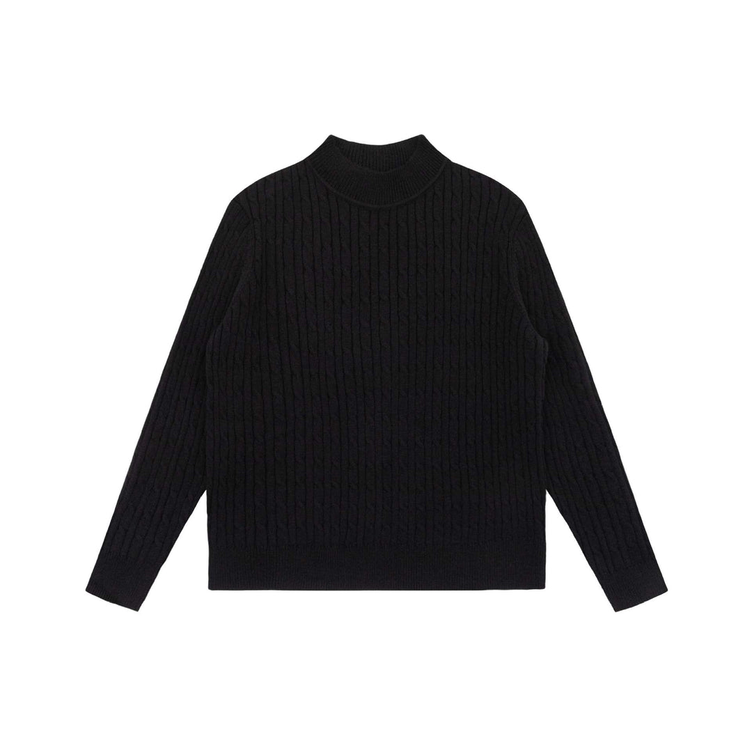 Unisex Grobstrick-Stehkragenpullover mit Zopfmuster Echoarchiv