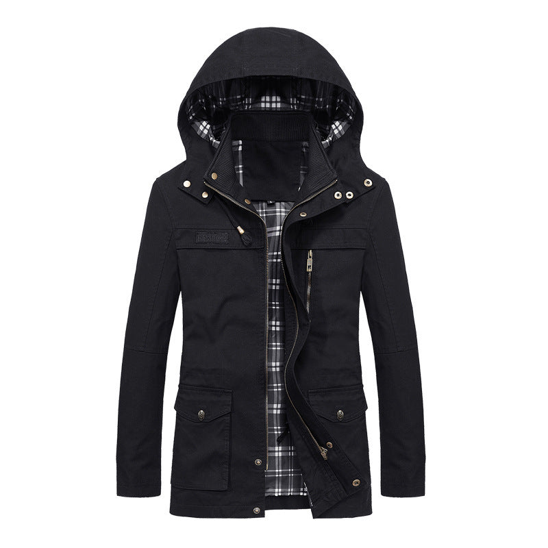 Herren Urbaner Canvas-Parka mit karierter Innenfütterung und Utility-Taschen Echo Archiv