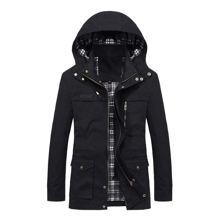 Herren Urbaner Canvas-Parka mit karierter Innenfütterung und Utility-Taschen Echo Archiv