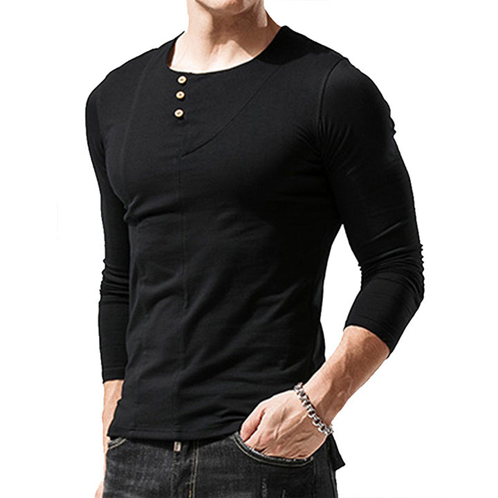Herren Langarmshirt mit modischem Knopfdetail Echoarchiv