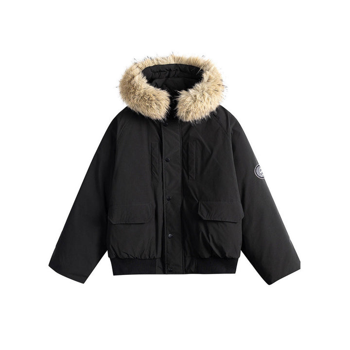 Damen Kurz-Bomberjacke mit Thermowattierung, Kapuze mit abnehmbarem Kunstfell und Utility-Taschen Echo Archiv