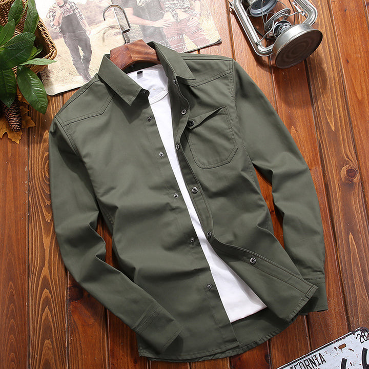 Herren Canvas-Overshirt im Worker‑Look mit Brustpattentasche und Western‑Nahtführung Echoarchiv