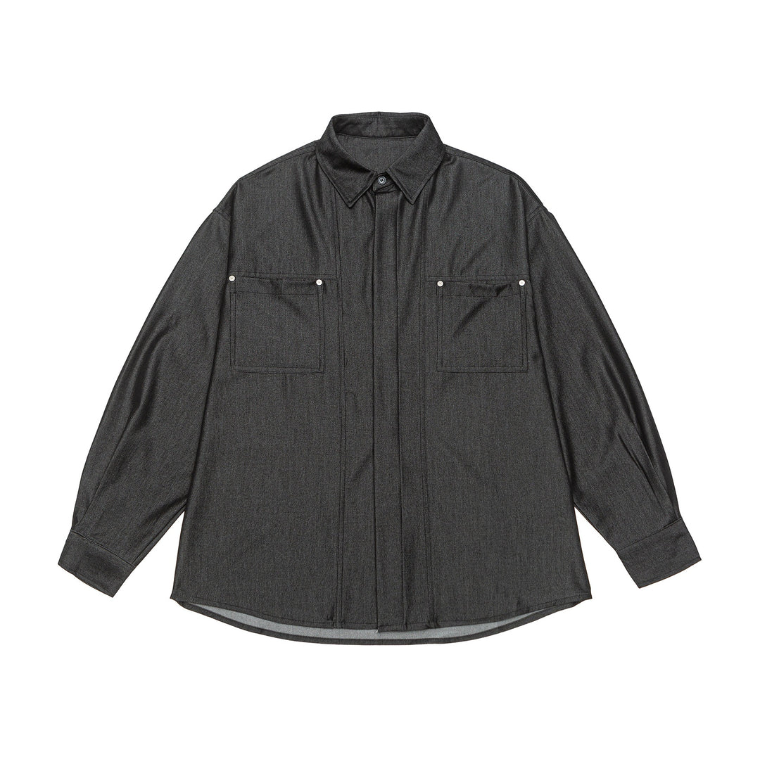 Herren Overshirt aus schwerer Twill‑Qualität mit verdeckter Knopfleiste und Brusttaschen Echoarchiv