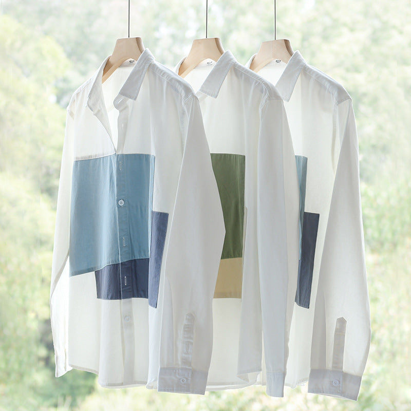 Herren Baumwoll-Overshirt mit farbigen Blockpaneelen und Kentkragen Echoarchiv