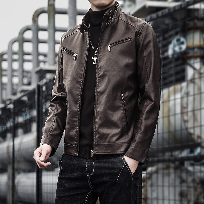 Herren Stilvolle Kunstlederjacke Echo Archiv