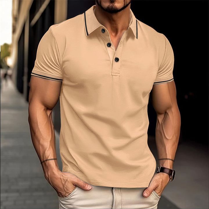 Herren stilvolles Kurzarm-Polo mit Kontrastdetails Echoarchiv