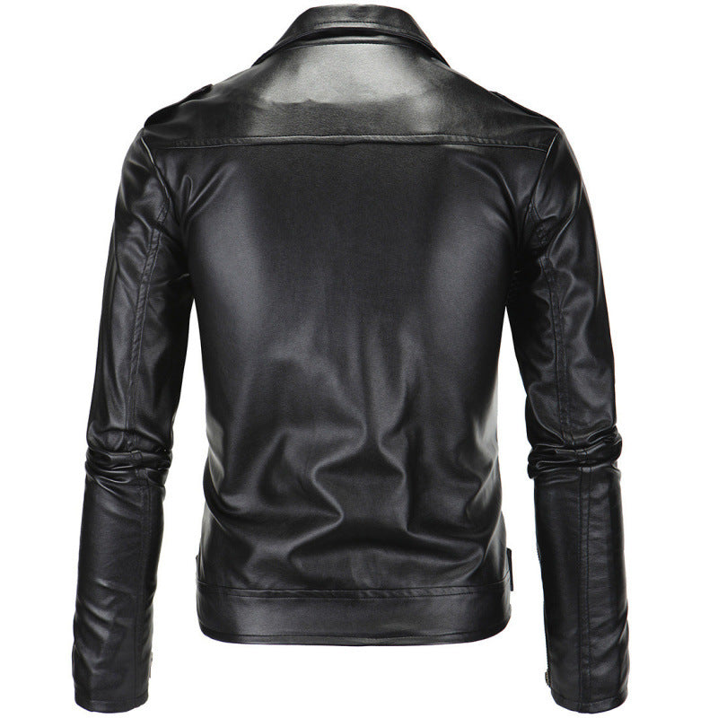 Herren Biker-Lederjacke mit asymmetrischem Reißverschluss und funktionalen Taschen Echoarchiv