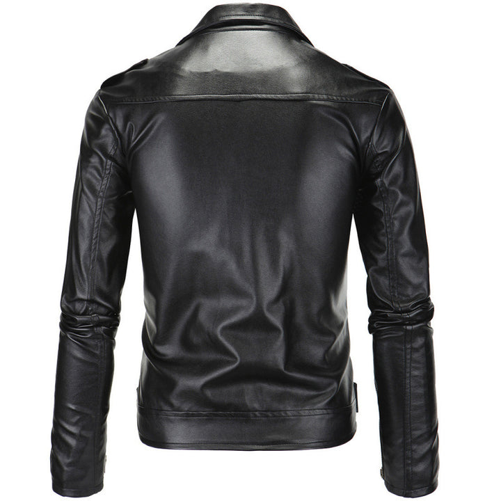 Herren Biker-Lederjacke mit asymmetrischem Reißverschluss und funktionalen Taschen Echoarchiv