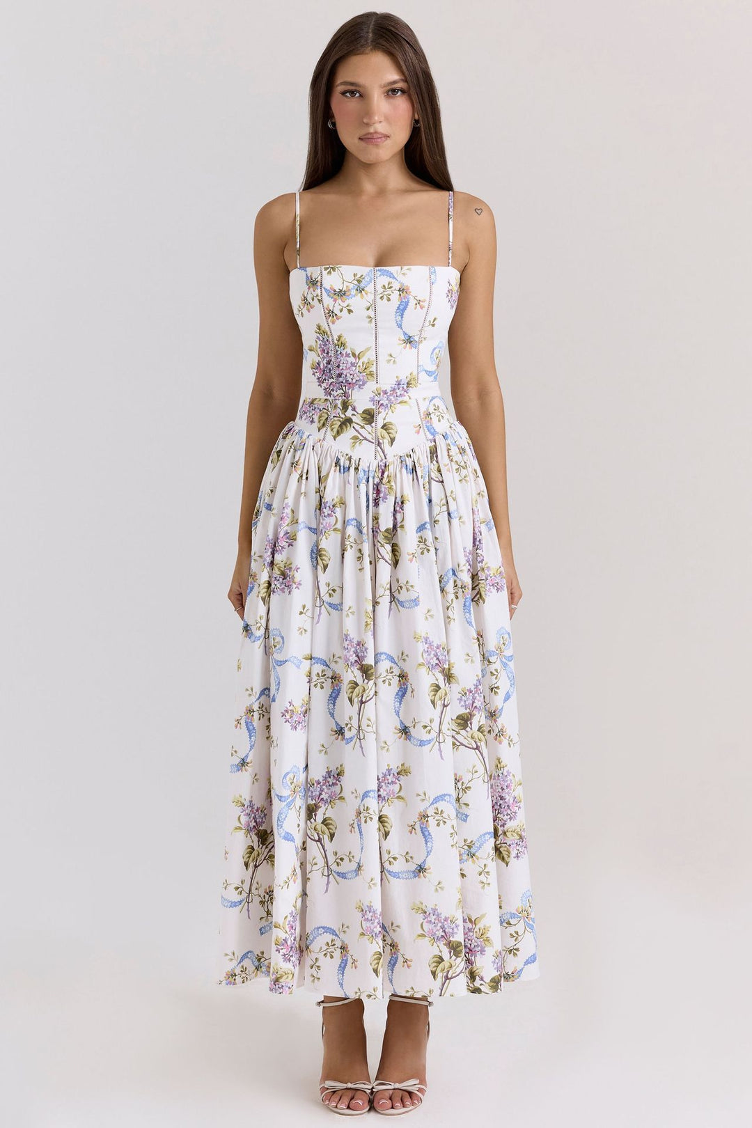 Damen nan tailliertes Maxikleid mit Korsettoberteil und feinen Spaghettiträgern Echo Archiv