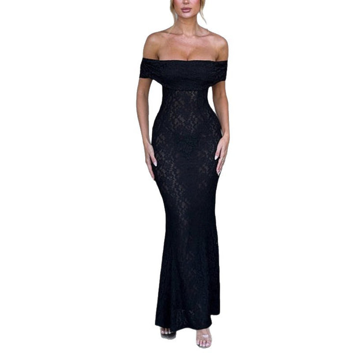 Damen Verführerisches Spitzen-Maxikleid mit schulterfreiem Design Echo Archiv