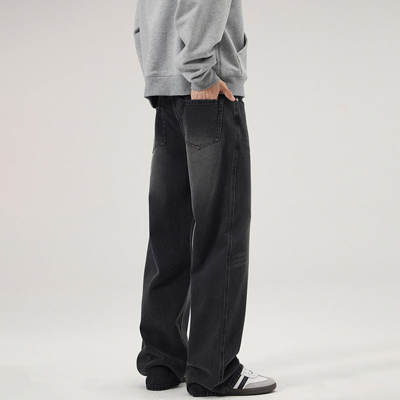 Herren Baggy-Jeans mit tiefem Schritt, verwaschener Vintage-Denim und geradem Bein Echo Archiv