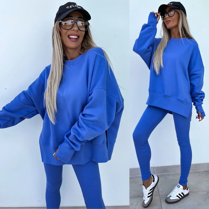 Damen nan Oversize Sweatshirt mit taillierten Rib-Leggings Set Echo Archiv