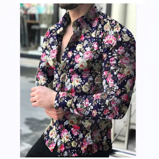 Herren nan figurbetontes Langarmhemd mit feinem Ornamentmuster und stretch Baumwollmischung Echo Archiv