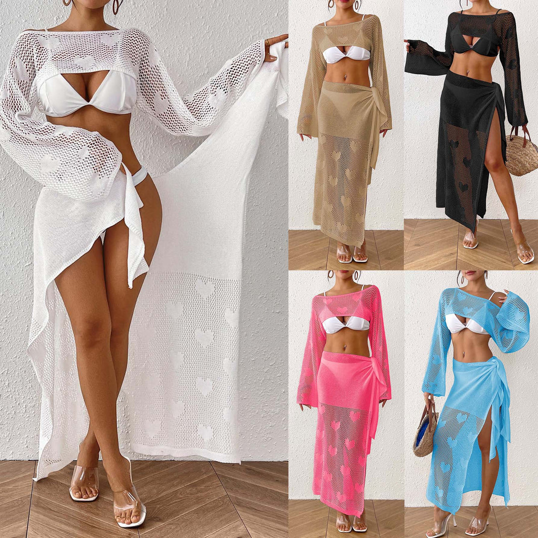 Damen Transparenter Strandsarong mit Herzen Echo Archiv