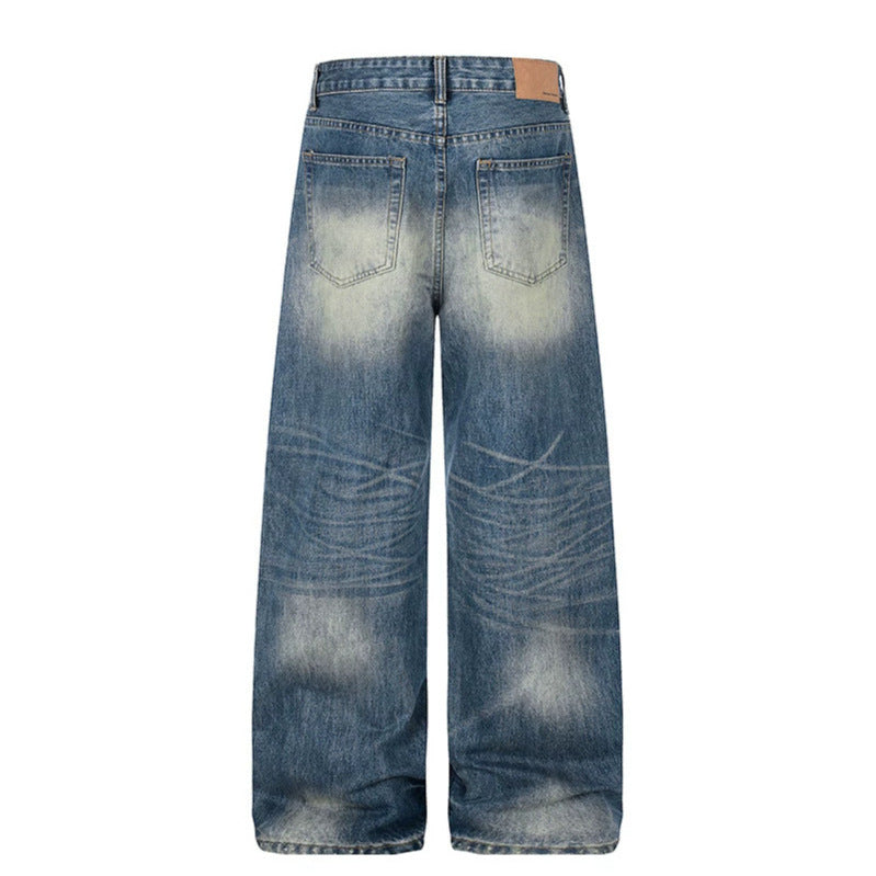 Damen Hochgeschnittene Jeans mit weitem Bein, Used‑Waschung und Destroyed‑Details Echoarchiv