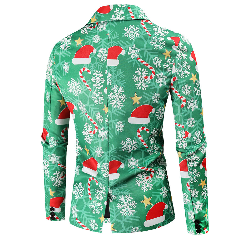 Herren Festlicher Blazer mit weihnachtlichem Motiv und modernem Schnitt Echoarchiv