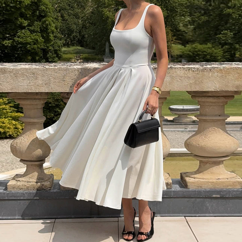 Damen Elegantes Maxikleid mit A-Linie und breiten Trägern Echo Archiv