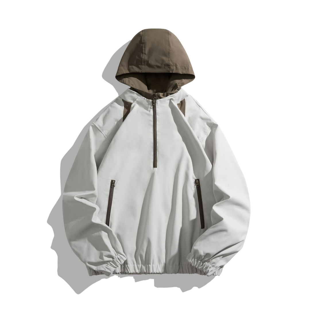 Unisex Leichter Anorak mit Kontrastkapuze und halbem Reißverschluss Echoarchiv